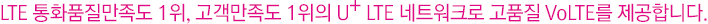 01. LTE ÅëÈǰÁú¸¸Á·µµ 1À§, °í°´¸¸Á·µµ 1À§ÀÇ U+ LTE ³×Æ®¿öÅ©·Î °íǰÁú VoLTE¸¦ Á¦°øÇÕ´Ï´Ù.